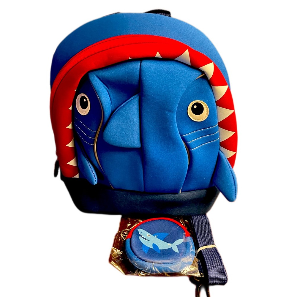 Yisibo Blue Shark Backpack with Traveler for Toddlers